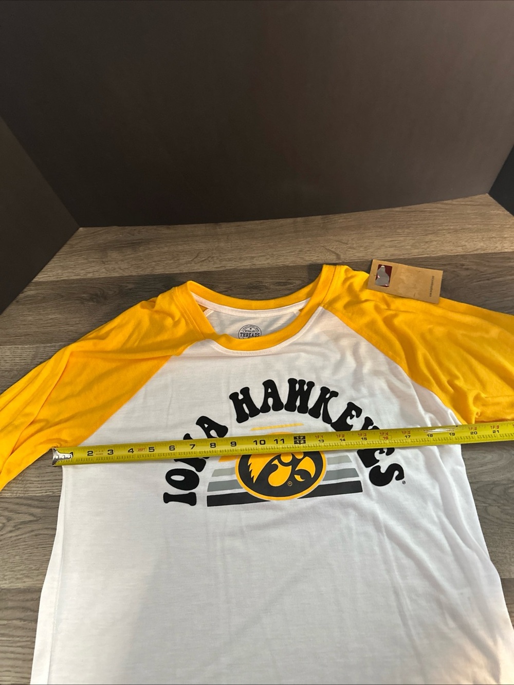 Rivalry Threads Iowa Hawkeyes Raglan Tee - White & Yellow - Picture 7 of 8
